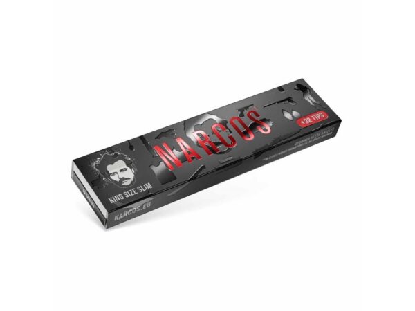 Narcos Limited Edition King Size Slim Rolling Papers + Tips – Sukite su stiliumi ir Netflix klasika